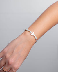 Dainty Small Stone Cross Bracelet