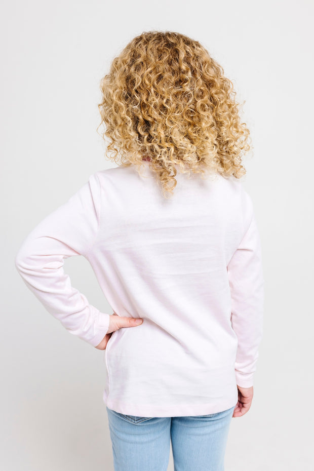 Kids Pink Prayer Pocket T-Shirt | Long Sleeve