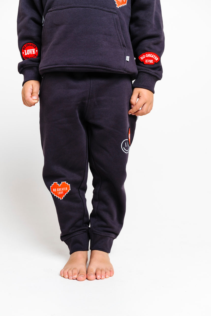 No Greater Love Vintage Washed Black Cotton Fleece Jogger