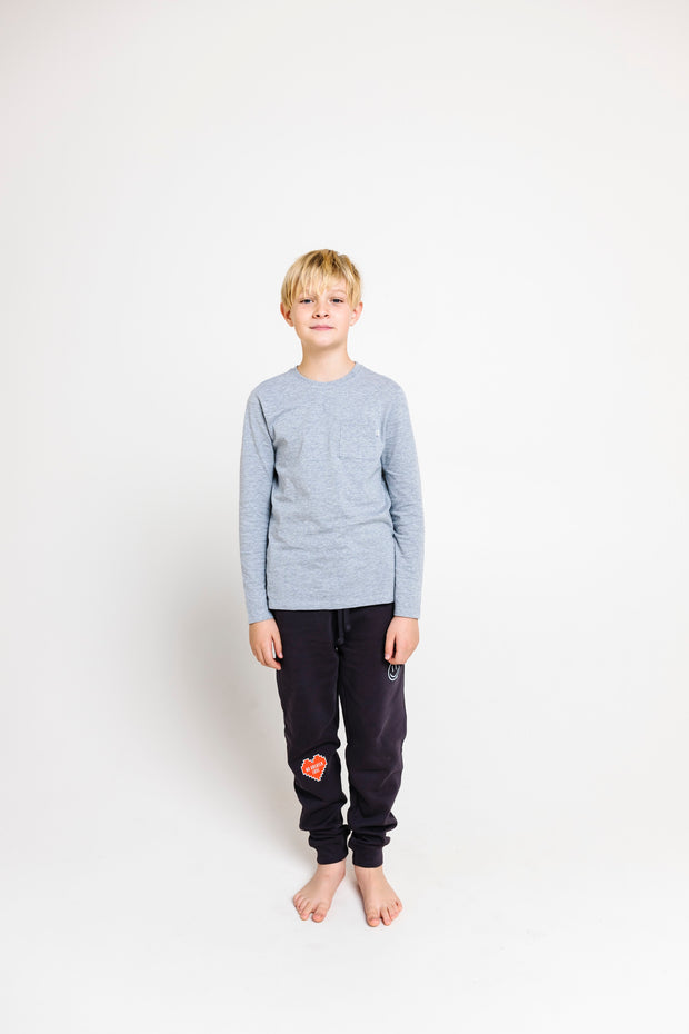 Kids Heather Gray Prayer Pocket T-Shirt | Long Sleeve