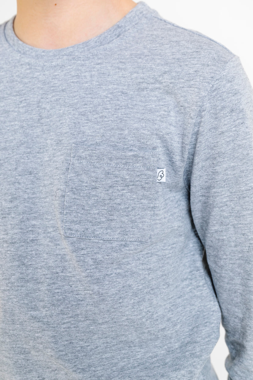 Kids Heather Gray Prayer Pocket T-Shirt | Long Sleeve