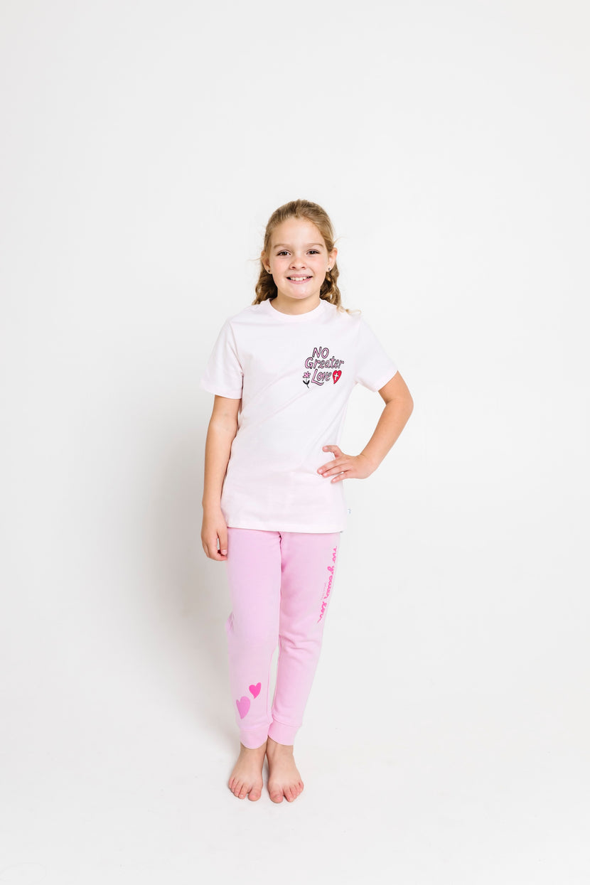Kids No Greater Love Pink T-Shirt Cotton | Short Sleeve