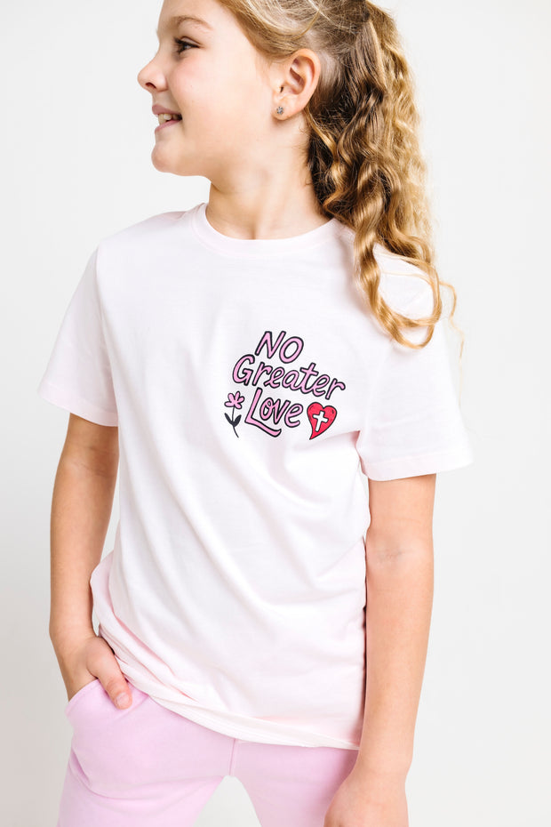 Kids No Greater Love Pink T-Shirt Cotton | Short Sleeve