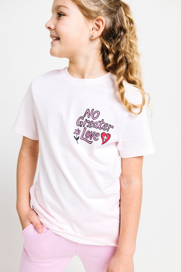 Kids No Greater Love Pink T-Shirt Cotton | Short Sleeve