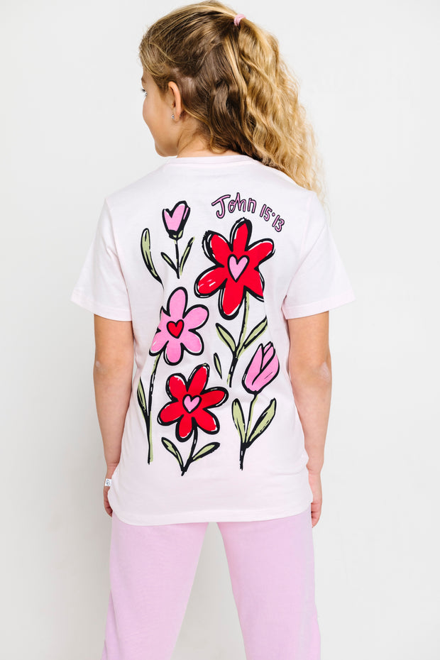 Kids No Greater Love Pink T-Shirt Cotton | Short Sleeve