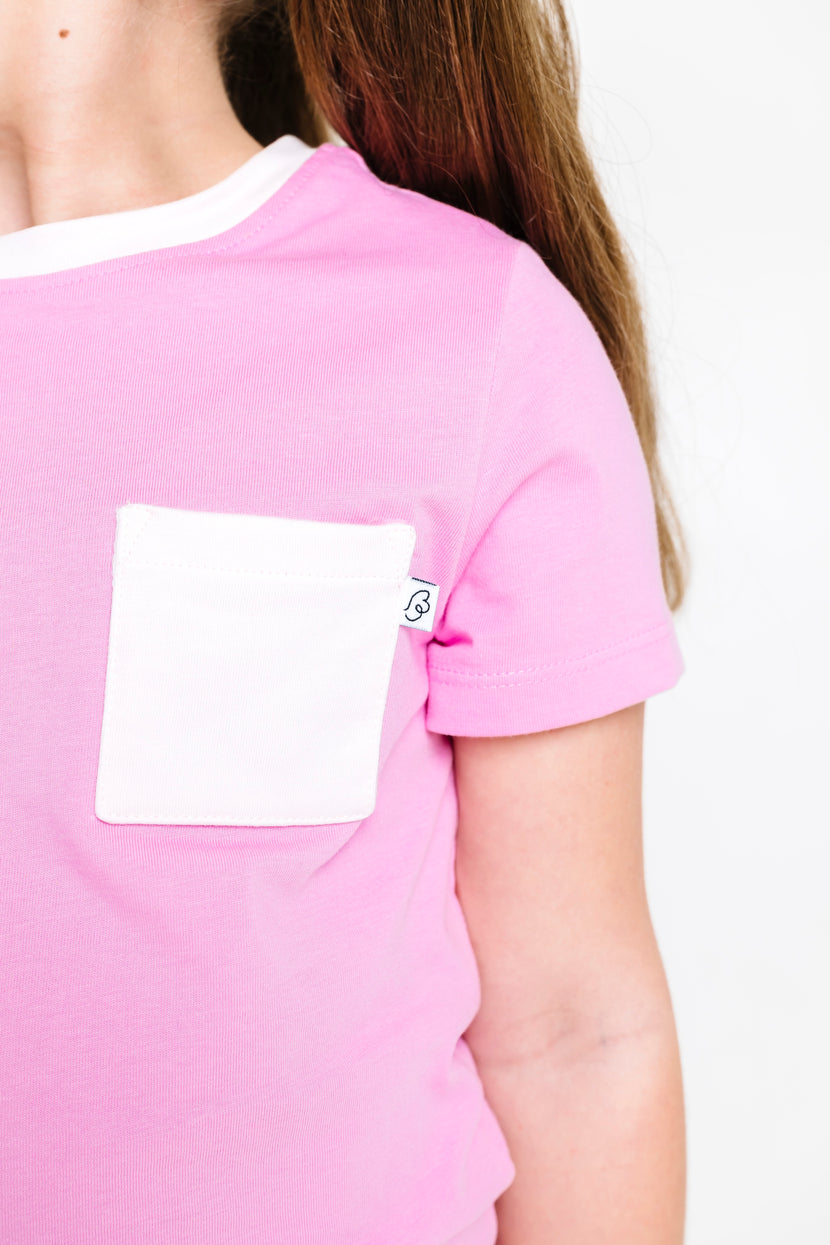 Kids Pink Prayer Pocket T-Shirt | Short Sleeve