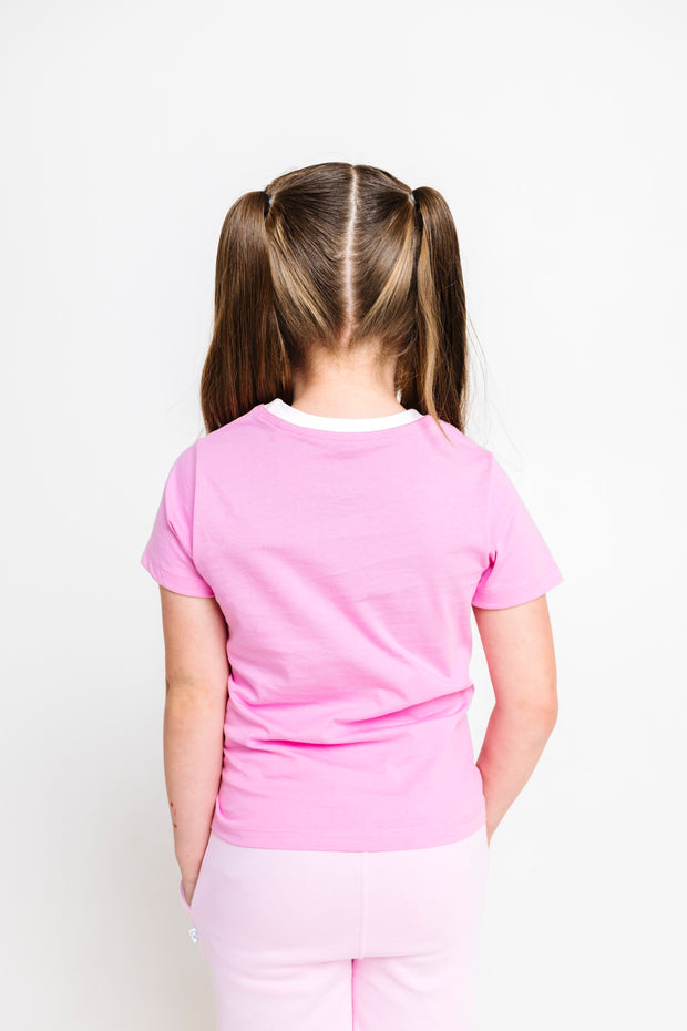 Kids Pink Prayer Pocket T-Shirt | Short Sleeve
