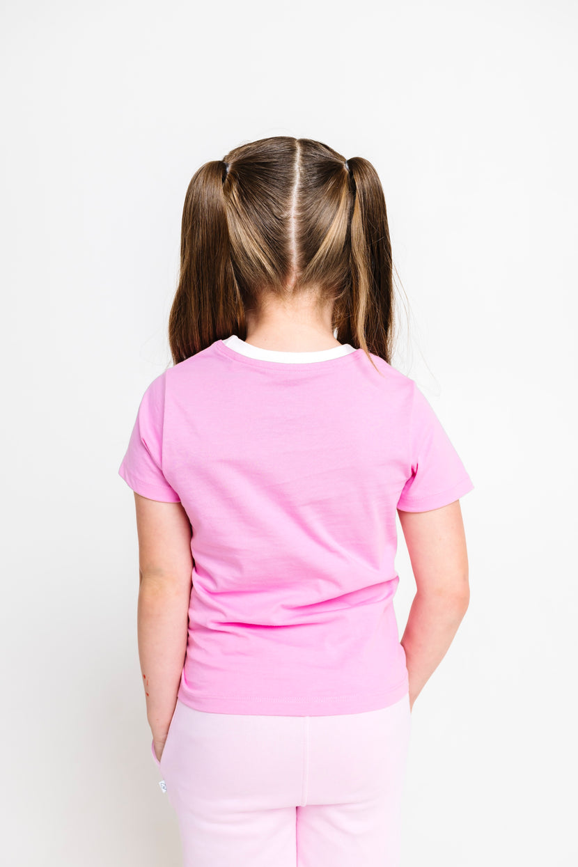 Kids Pink Prayer Pocket T-Shirt | Short Sleeve