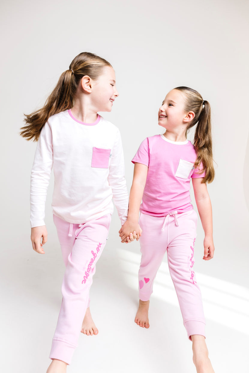 Kids Pink Prayer Pocket T-Shirt | Short Sleeve