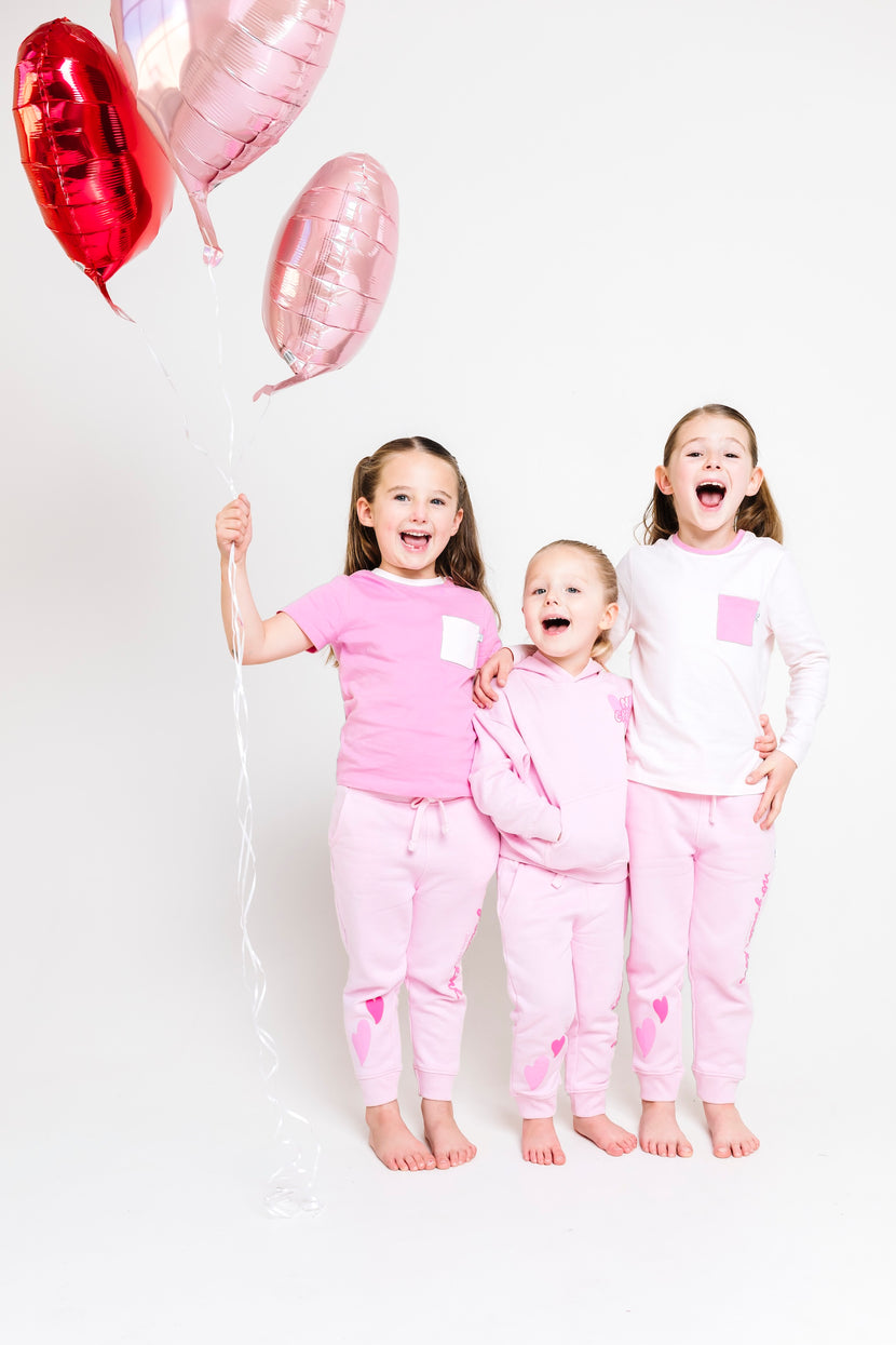 Kids Pink Prayer Pocket T-Shirt | Long Sleeve