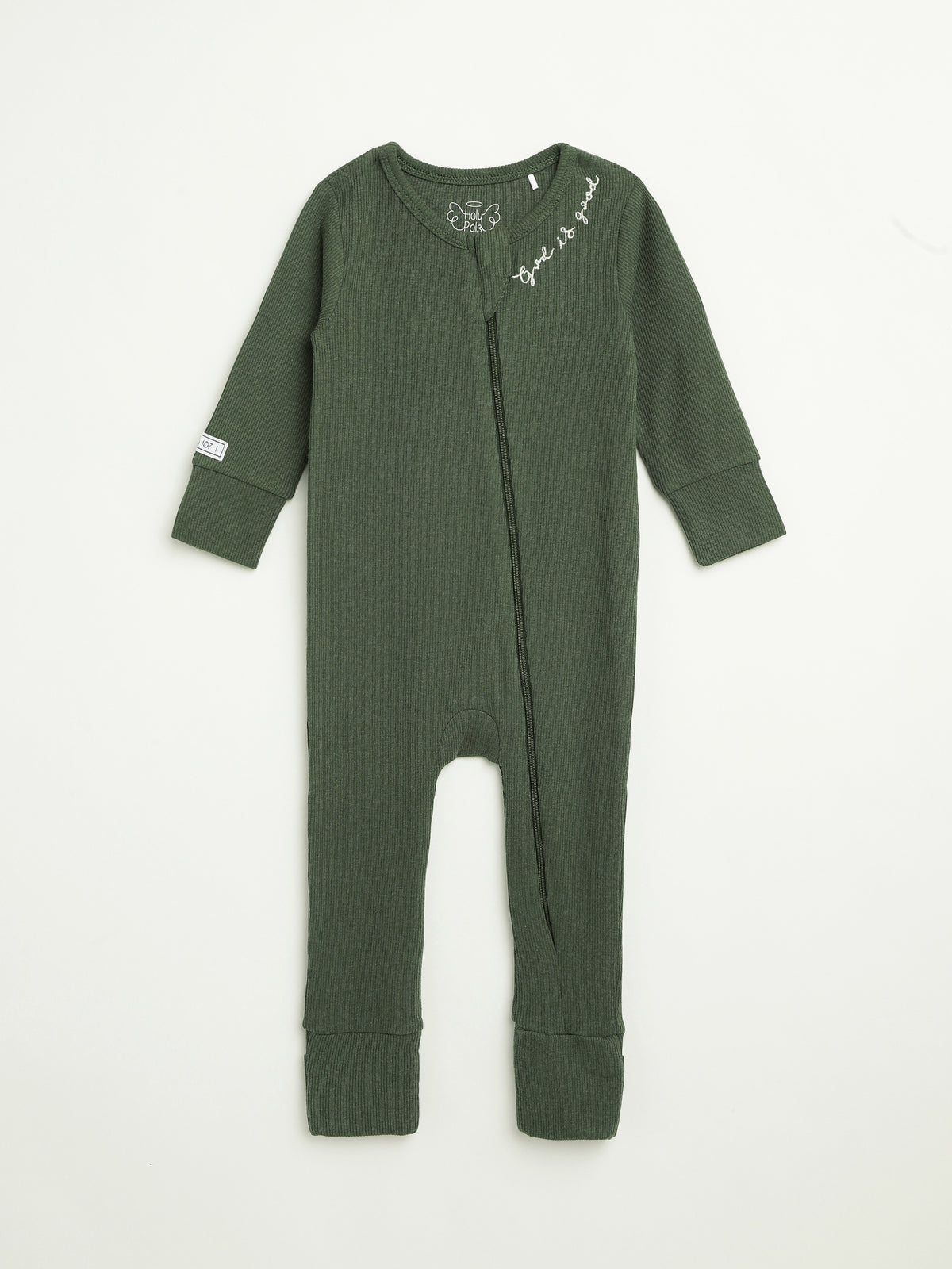 Solid Olive PJ Footless Onesie Ribbed Cotton/Bamboo Blend