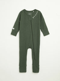Solid Olive PJ Footless Onesie Ribbed Cotton/Bamboo Blend