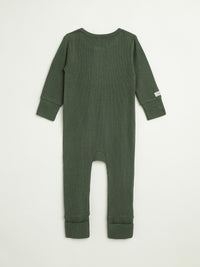 Solid Olive PJ Footless Onesie Ribbed Cotton/Bamboo Blend
