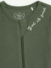 Solid Olive PJ Footless Onesie Ribbed Cotton/Bamboo Blend