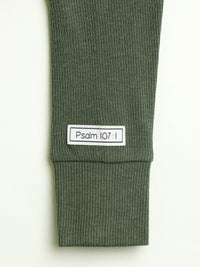 Solid Olive PJ Footless Onesie Ribbed Cotton/Bamboo Blend