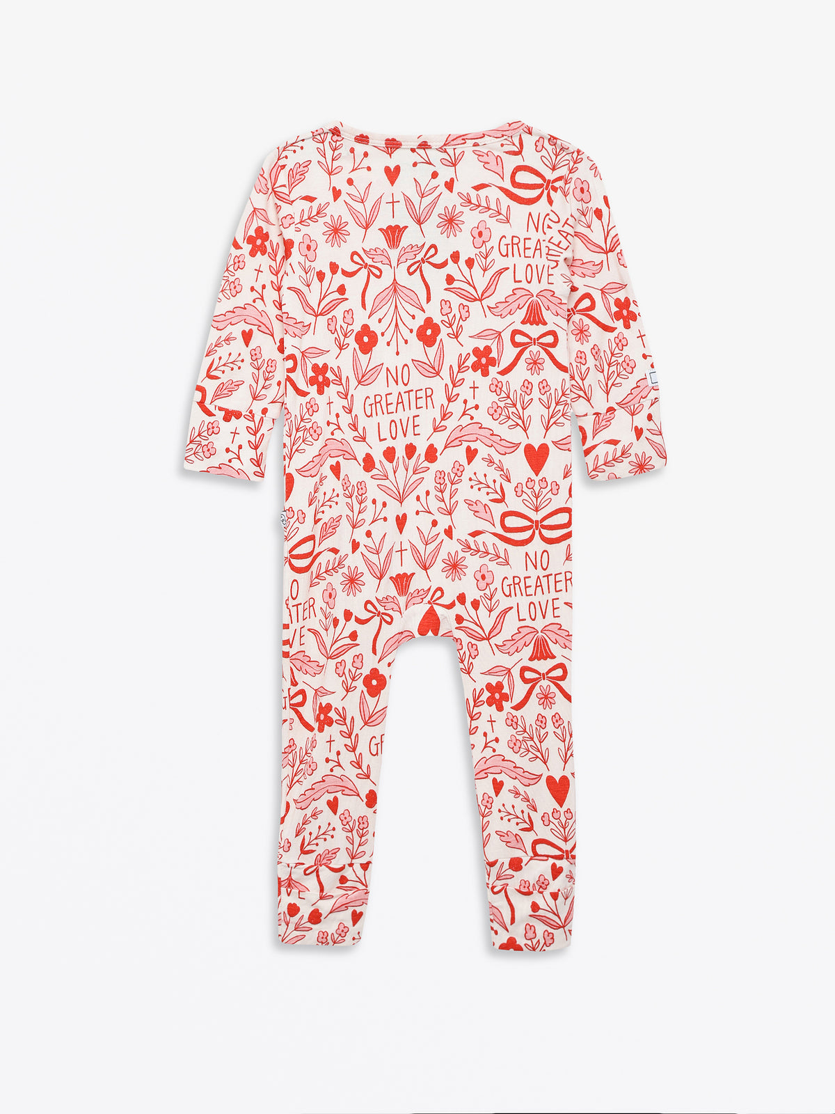 No Greater Love Pink Footless Onesie Bamboo