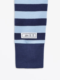 No Greater Love Blue Footless Onesie Cotton