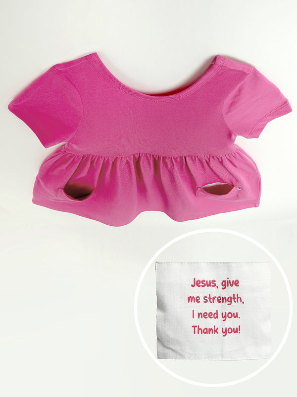 Kids Fuchsia Prayer Pocket Twirl Dress | Short Sleeve