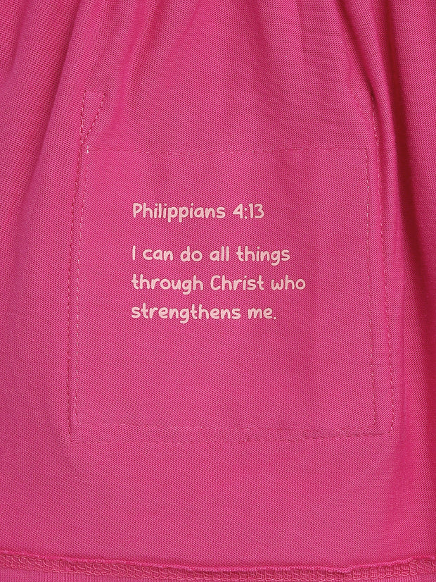 Baby Fuchsia Prayer Pocket Twirl Dress Bodysuit | Short Sleeve