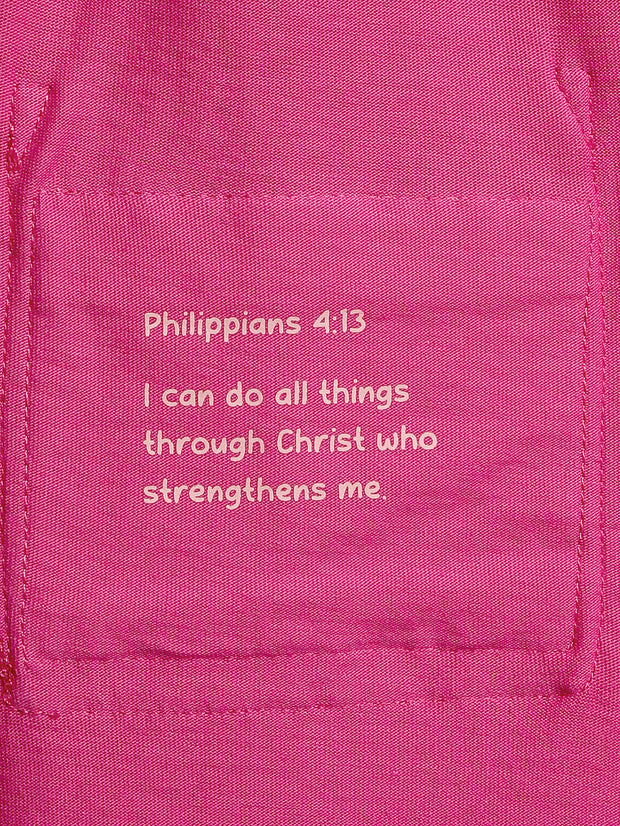 Kids Fuchsia Prayer Pocket Twirl Dress | Short Sleeve