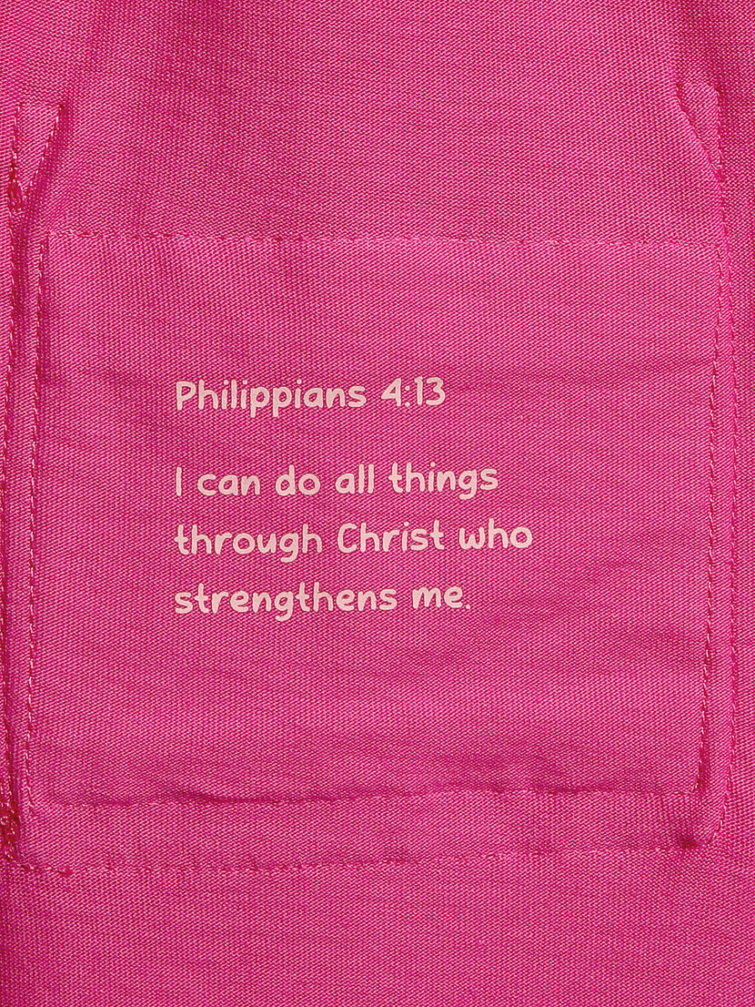Kids Fuchsia Prayer Pocket Twirl Dress | Short Sleeve