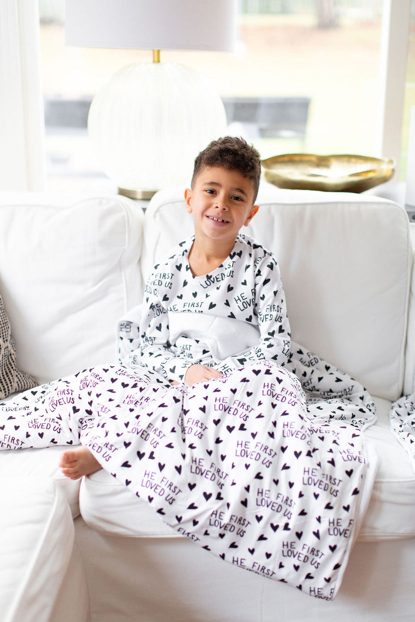 He First Loved Us Blanket Cotton