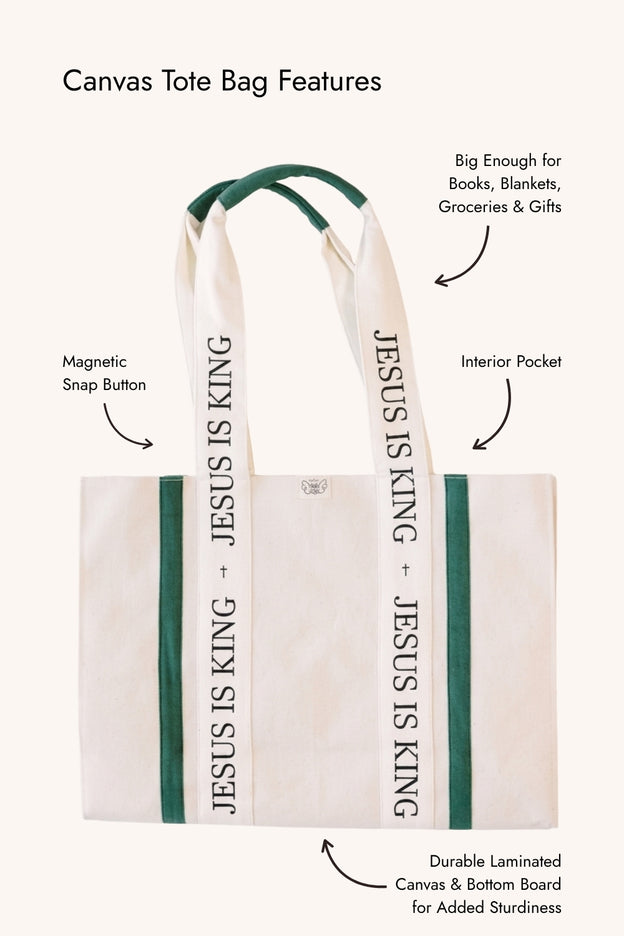 Jesus is King Canvas Tote Bag