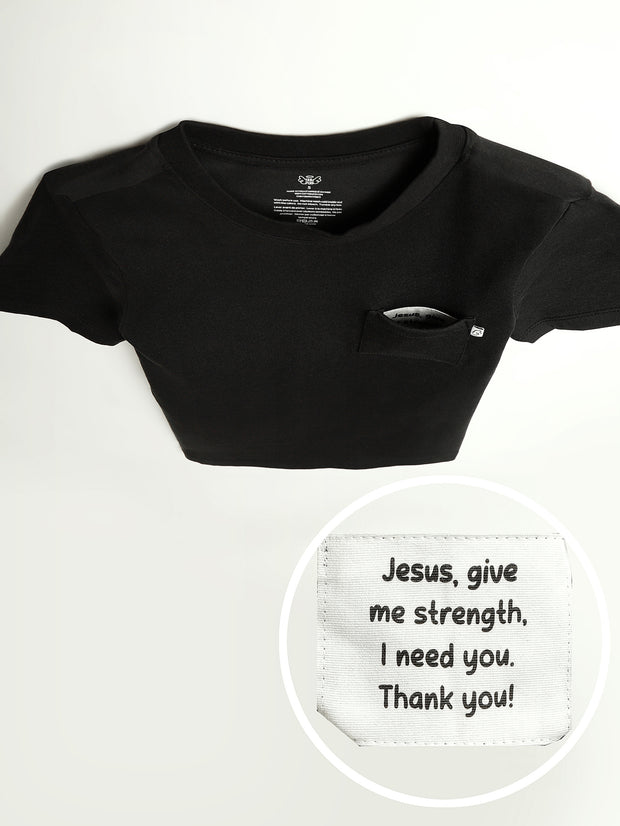 Kids Black Prayer Pocket T-Shirt | Short Sleeve