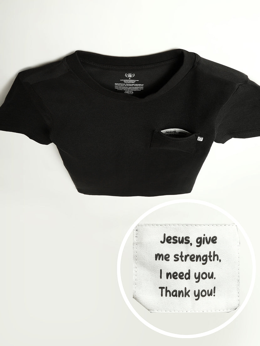 Kids Black Prayer Pocket T-Shirt | Short Sleeve
