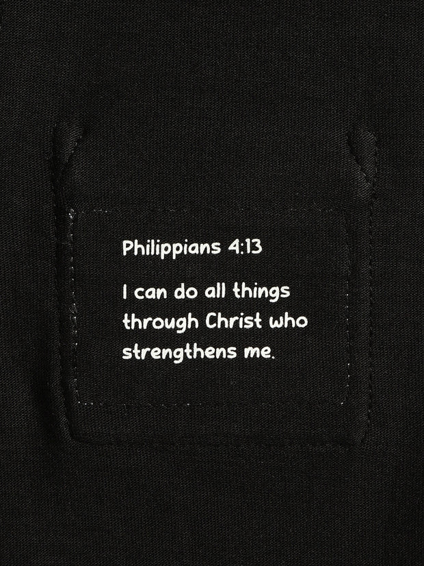 Kids Black Prayer Pocket T-Shirt | Short Sleeve