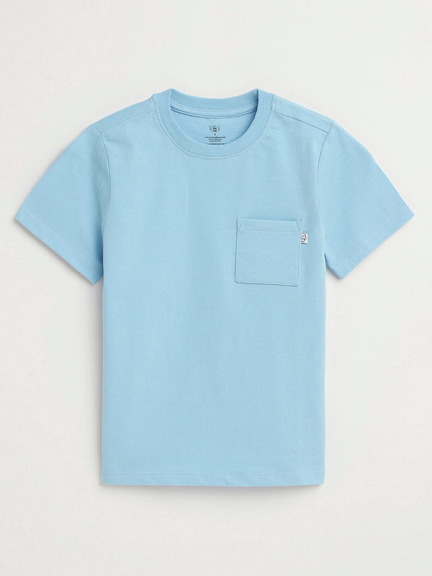 Kids Blue Prayer Pocket T-Shirt | Short Sleeve