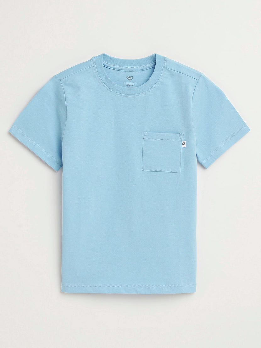Kids Blue Prayer Pocket T-Shirt | Short Sleeve