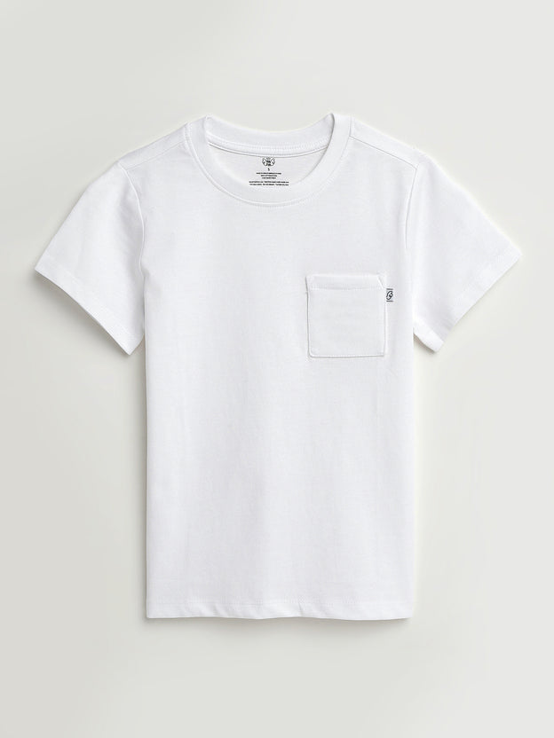 Kids White Prayer Pocket T-Shirt | Short Sleeve