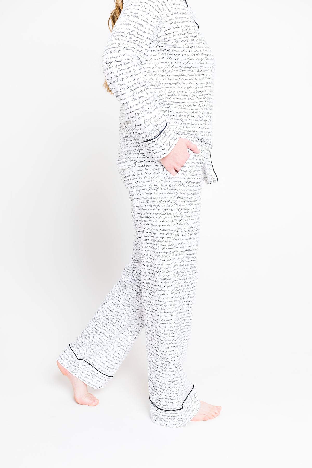 Love One Another Womens PJ Notch Collar Set Cotton