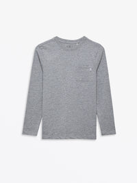 Heather Gray Prayer Pocket Long Sleeve T-Shirt Cotton