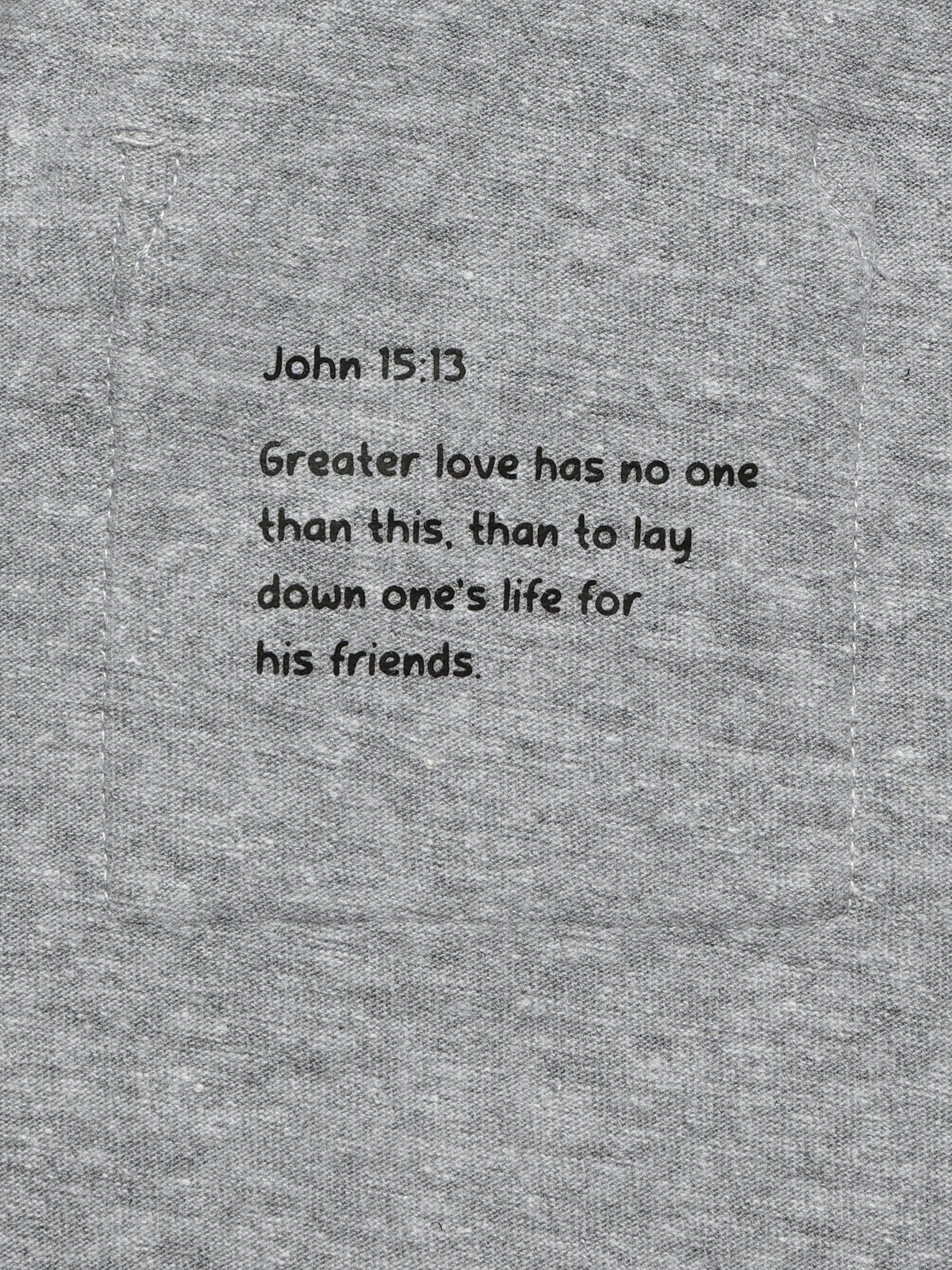 Heather Gray Prayer Pocket Long Sleeve T-Shirt Cotton