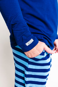 No Greater Love Blue Mens PJ Set Cotton