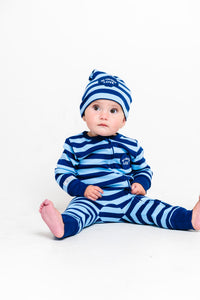 No Greater Love Blue Footless Onesie Cotton