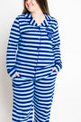 No Greater Love Blue Womens PJ Notch Collar Set Cotton