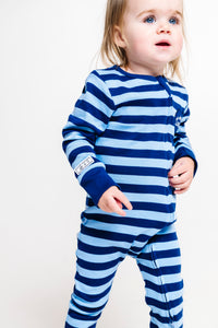 No Greater Love Blue Footless Onesie Cotton