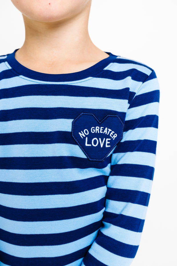 No Greater Love Blue PJ Long Sleeve Set Cotton