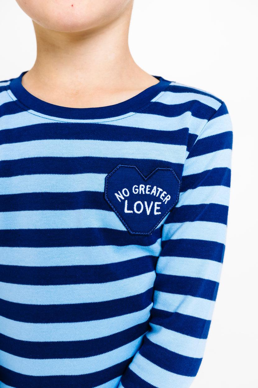 No Greater Love Blue PJ Long Sleeve Set Cotton