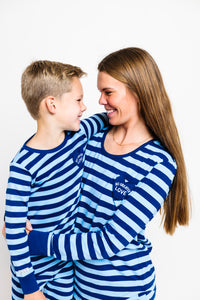 No Greater Love Blue Womens PJ Jogger Set Cotton