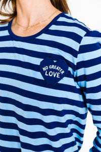 No Greater Love Blue Womens PJ Jogger Set Cotton