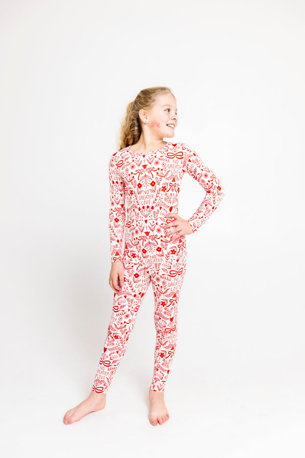No Greater Love Pink PJ Long Sleeve Set Bamboo