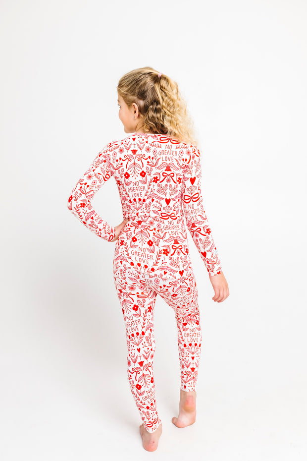 No Greater Love Pink PJ Long Sleeve Set Bamboo