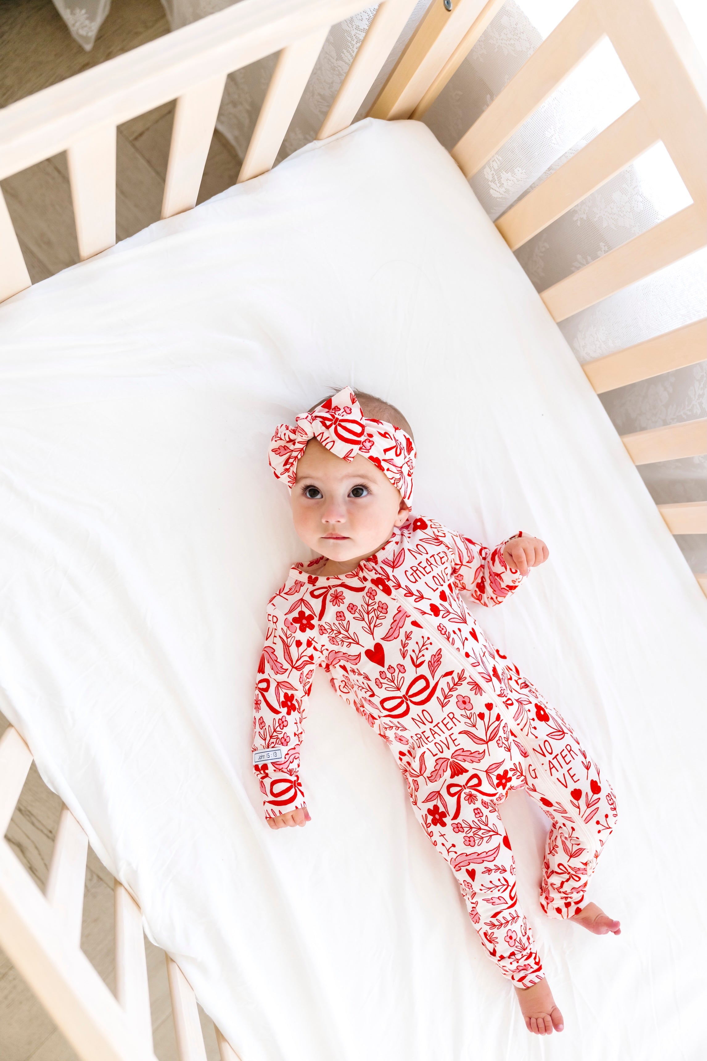 No Greater Love Pink Footless Onesie Bamboo – Holy Pals