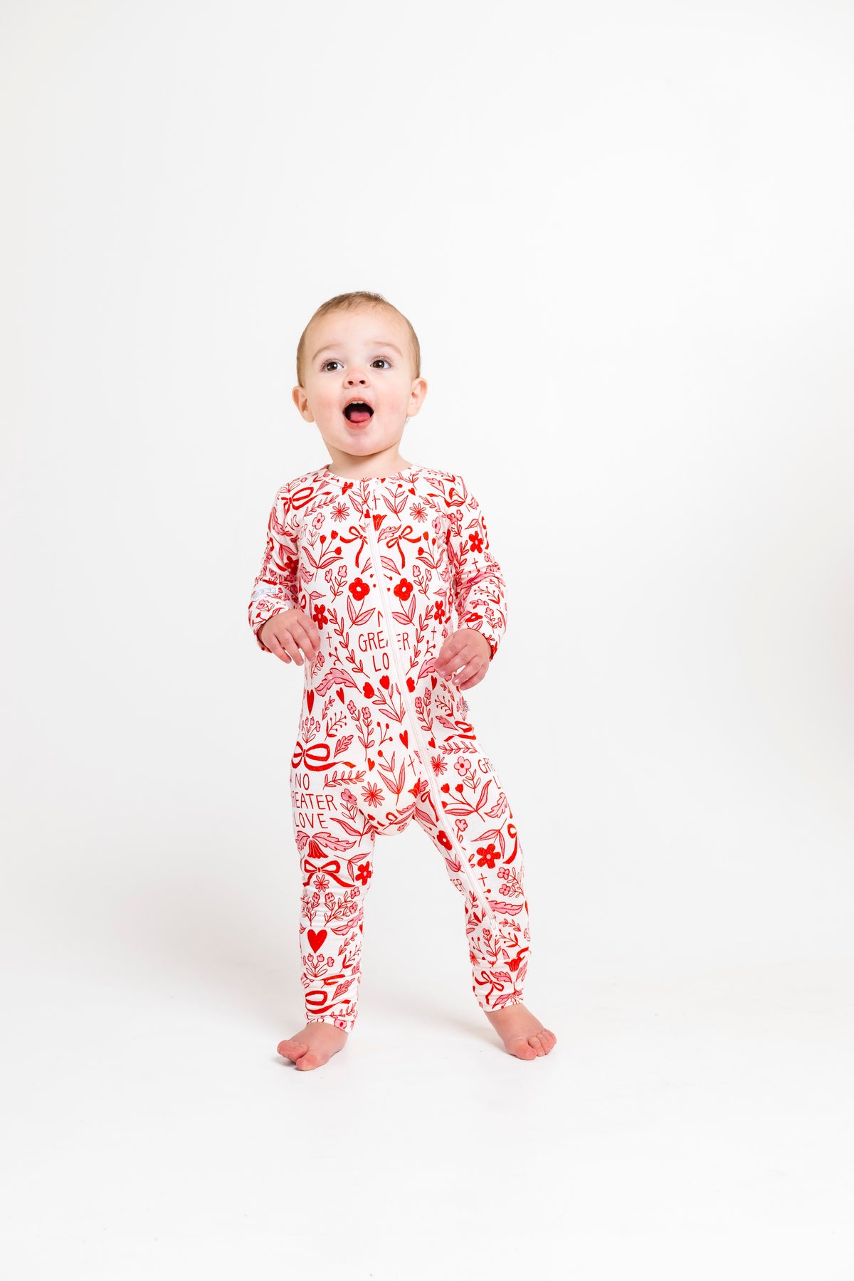 No Greater Love Pink Footless Onesie Bamboo