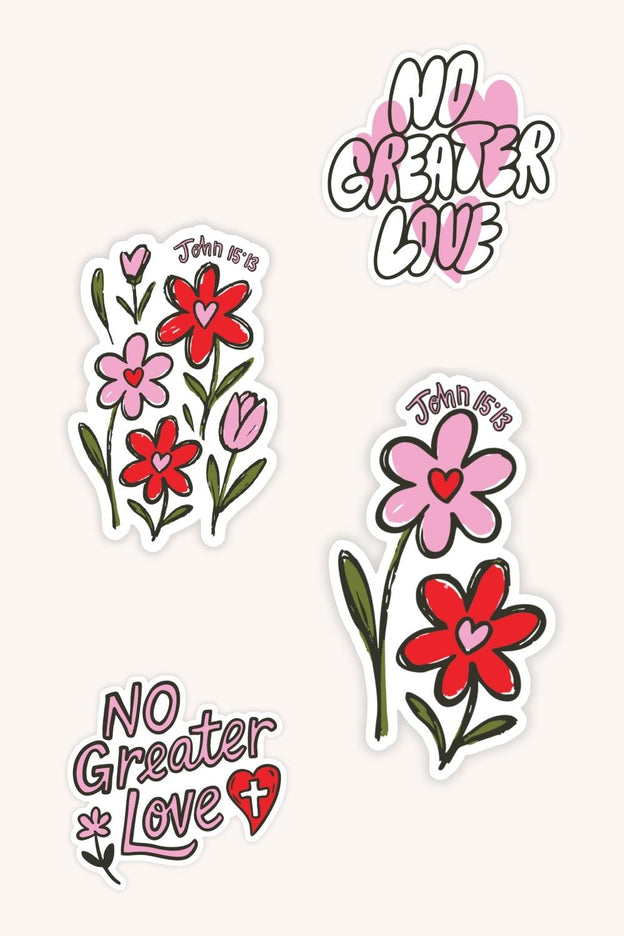 No Greater Love Pink Stickers - 4 Pack