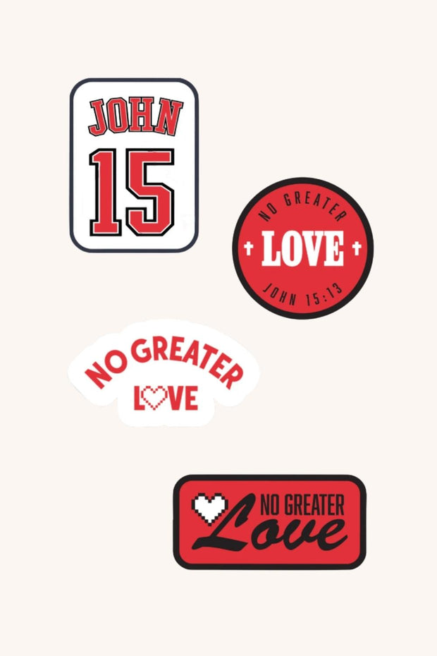 No Greater Love Red Stickers - 4 Pack